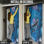 Paikea New Zealand Matariki Door Cover Humpback Whale Taniko Motifs Ocean Vibes
