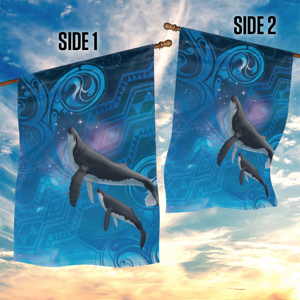 Paikea New Zealand Matariki Garden Flag Humpback Whale Taniko Motifs Ocean Vibes