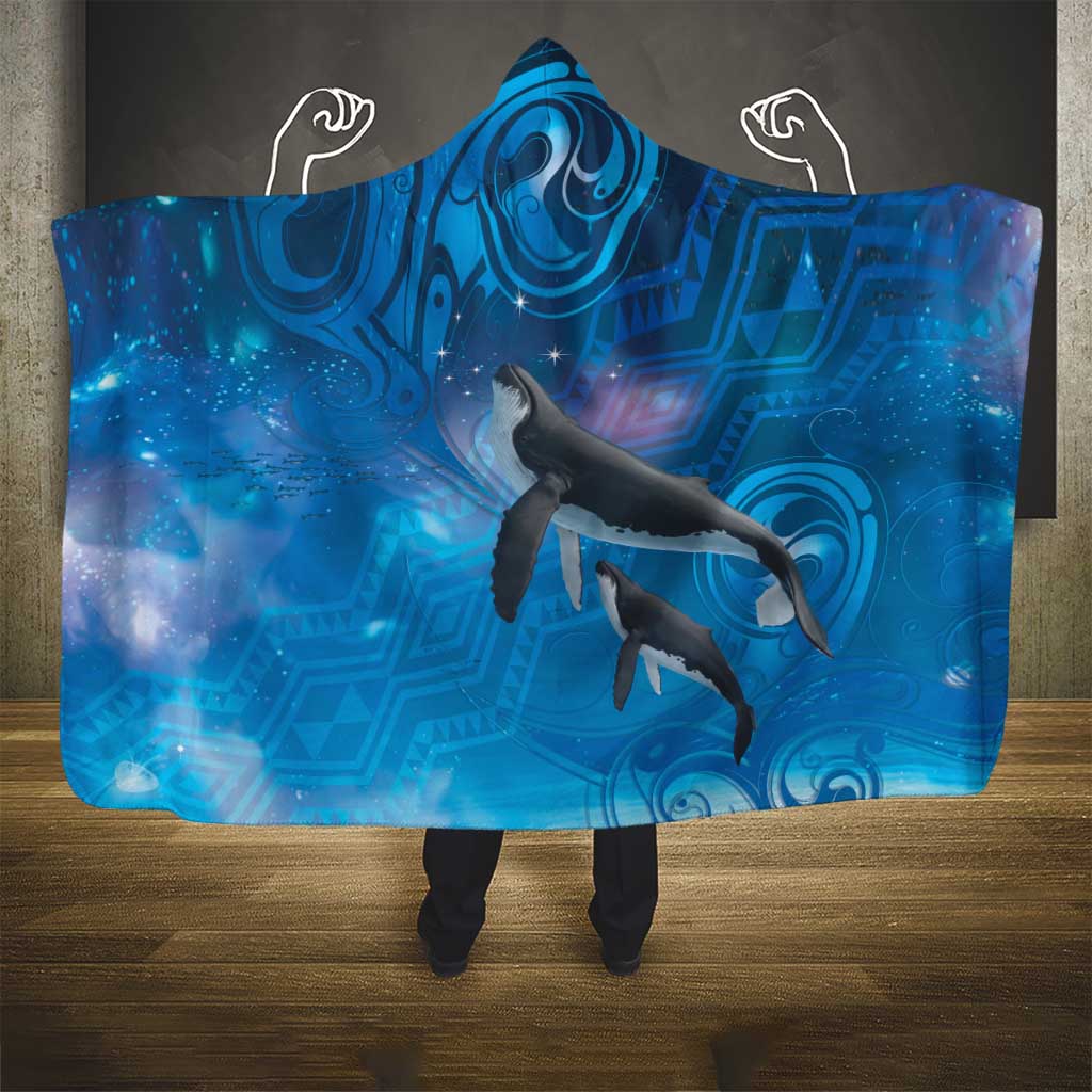 Paikea New Zealand Matariki Hooded Blanket Humpback Whale Taniko Motifs Ocean Vibes