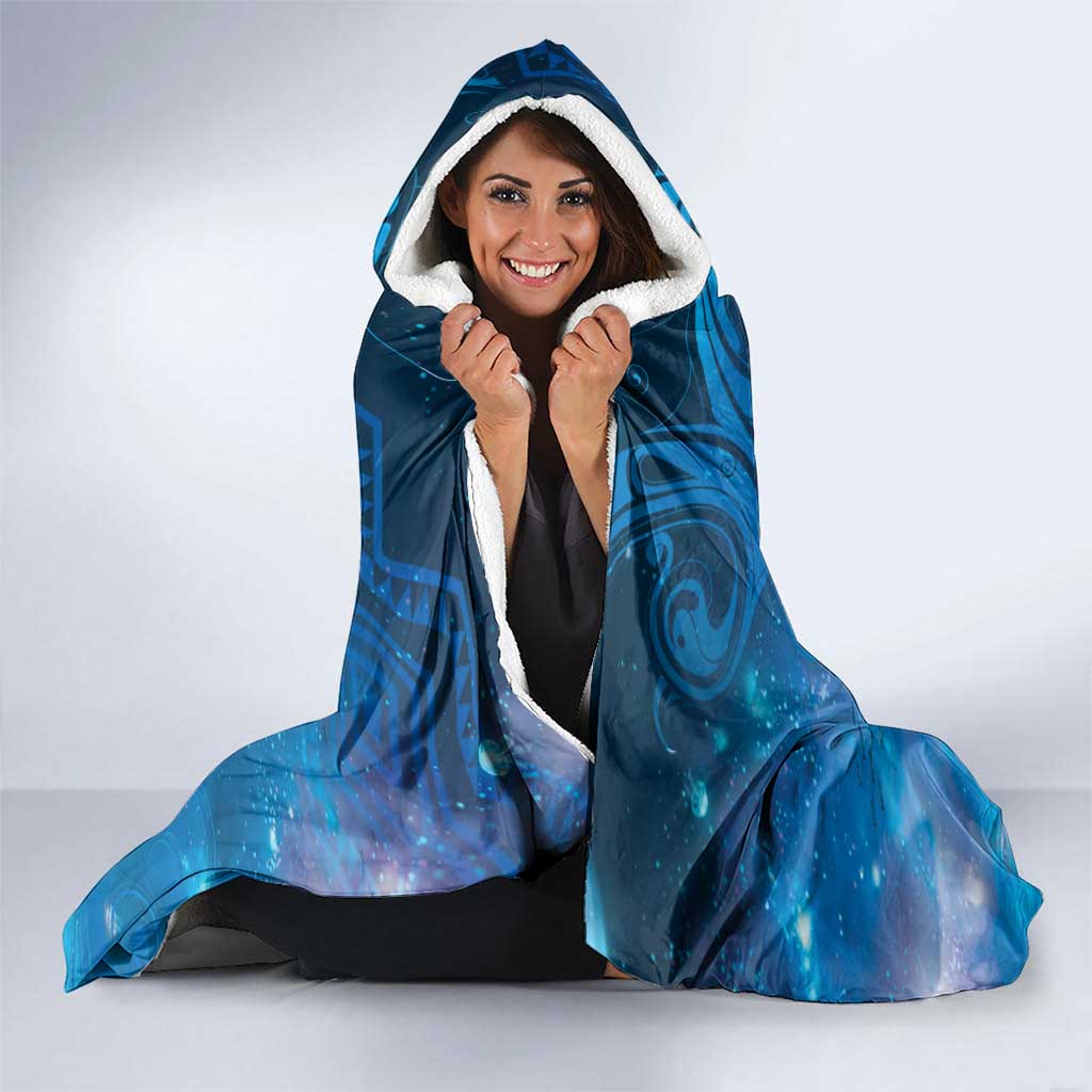 Paikea New Zealand Matariki Hooded Blanket Humpback Whale Taniko Motifs Ocean Vibes
