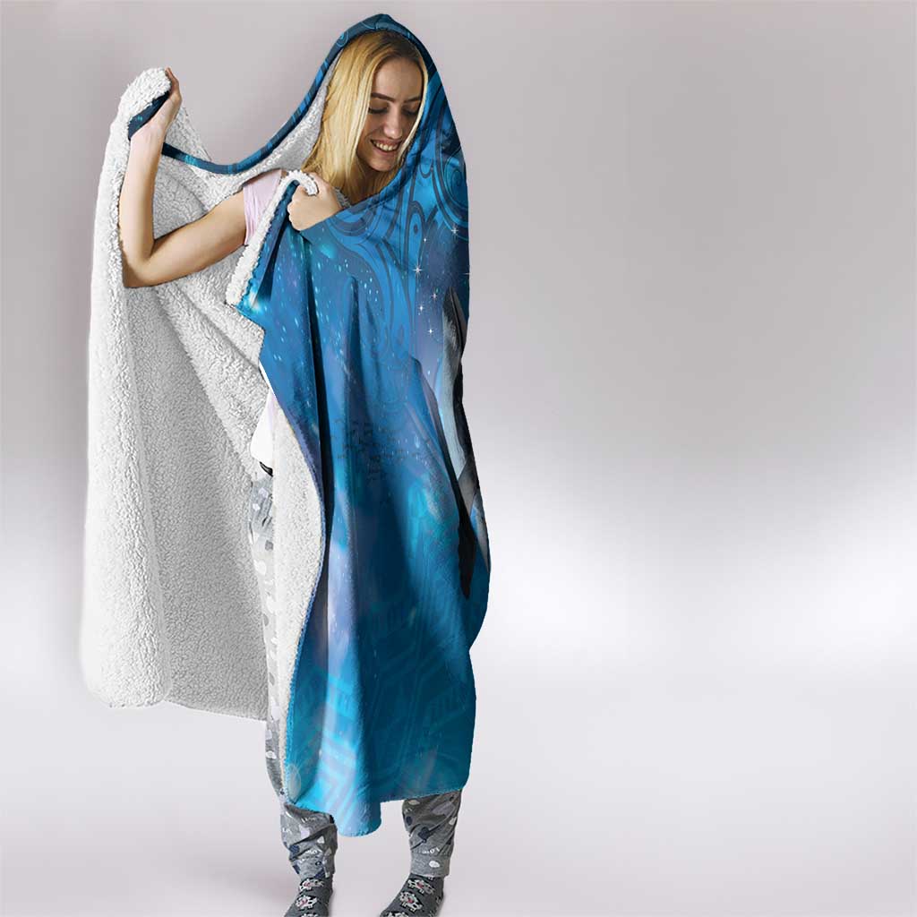 Paikea New Zealand Matariki Hooded Blanket Humpback Whale Taniko Motifs Ocean Vibes