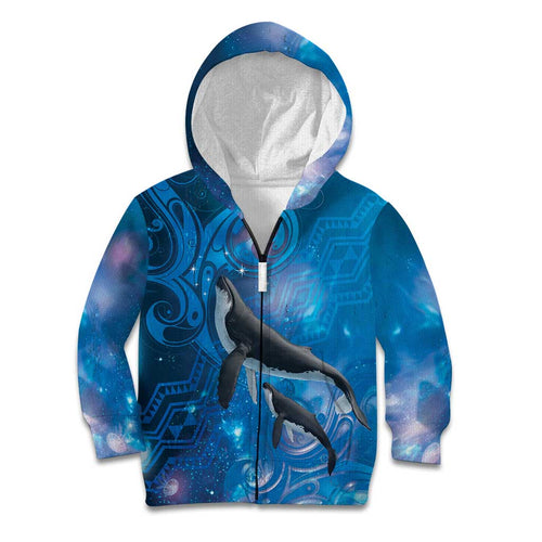 Paikea New Zealand Matariki Kid Hoodie Humpback Whale Taniko Motifs Ocean Vibes
