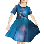 Paikea New Zealand Matariki Kid Short Sleeve Dress Humpback Whale Taniko Motifs Ocean Vibes