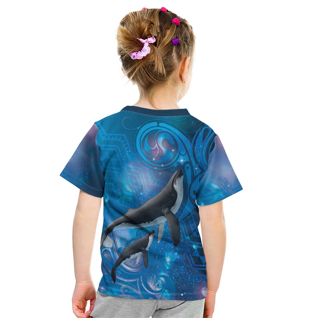 Paikea New Zealand Matariki Kid T Shirt Humpback Whale Taniko Motifs Ocean Vibes