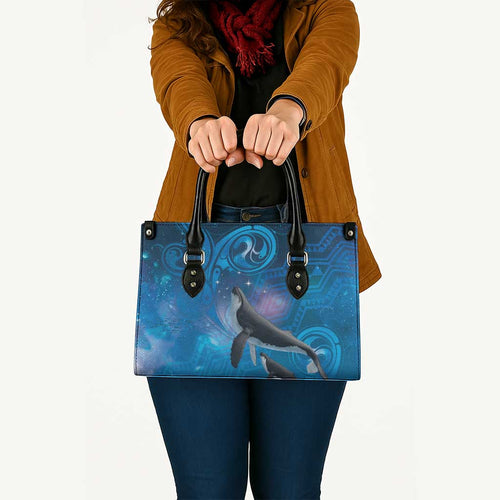 Paikea New Zealand Matariki Leather Bag Humpback Whale Taniko Motifs Ocean Vibes