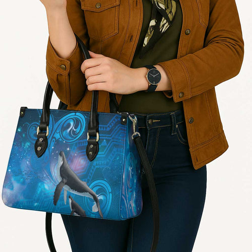 Paikea New Zealand Matariki Leather Bag Humpback Whale Taniko Motifs Ocean Vibes