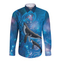 Paikea New Zealand Matariki Long Sleeve Button Shirt Humpback Whale Taniko Motifs Ocean Vibes
