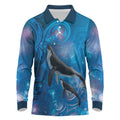 Paikea New Zealand Matariki Long Sleeve Polo Shirt Humpback Whale Taniko Motifs Ocean Vibes