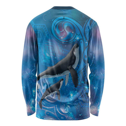 Paikea New Zealand Matariki Long Sleeve Shirt Humpback Whale Taniko Motifs Ocean Vibes