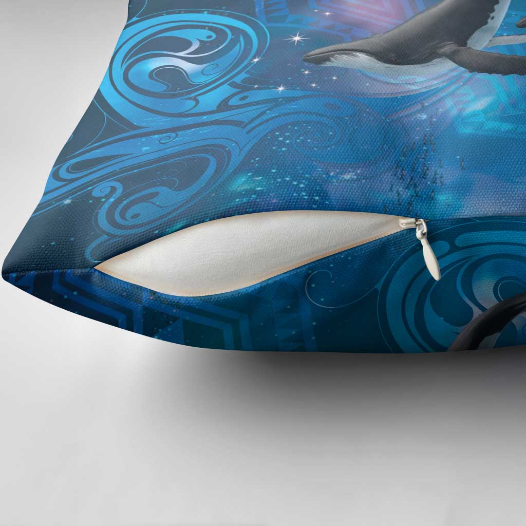 Paikea New Zealand Matariki Pillow Cover Humpback Whale Taniko Motifs Ocean Vibes