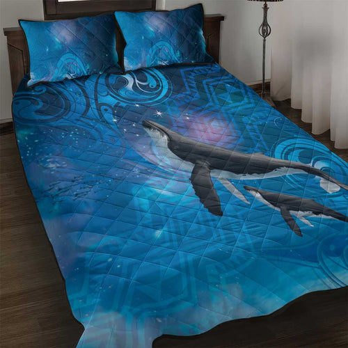 Paikea New Zealand Matariki Quilt Bed Set Humpback Whale Taniko Motifs Ocean Vibes