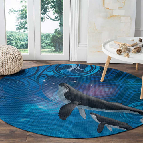 Paikea New Zealand Matariki Round Carpet Humpback Whale Taniko Motifs Ocean Vibes