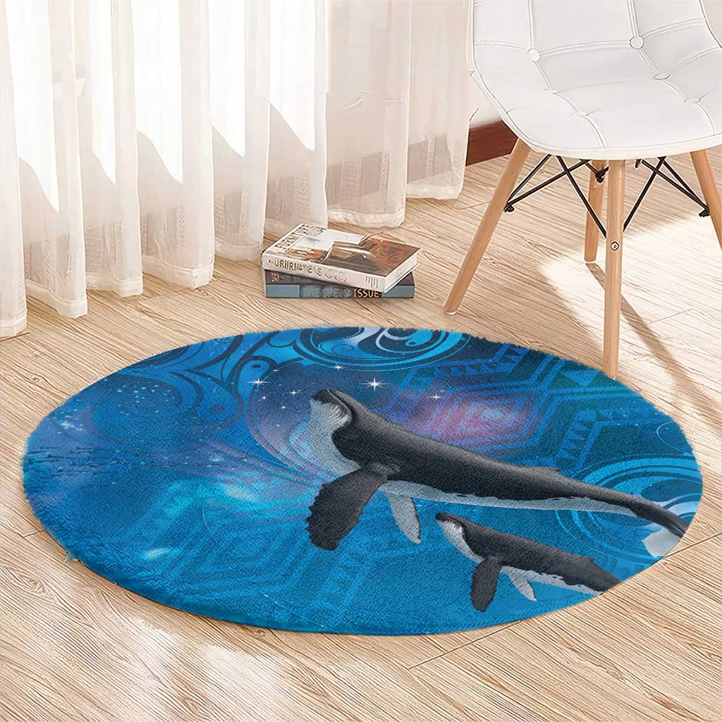 Paikea New Zealand Matariki Round Carpet Humpback Whale Taniko Motifs Ocean Vibes