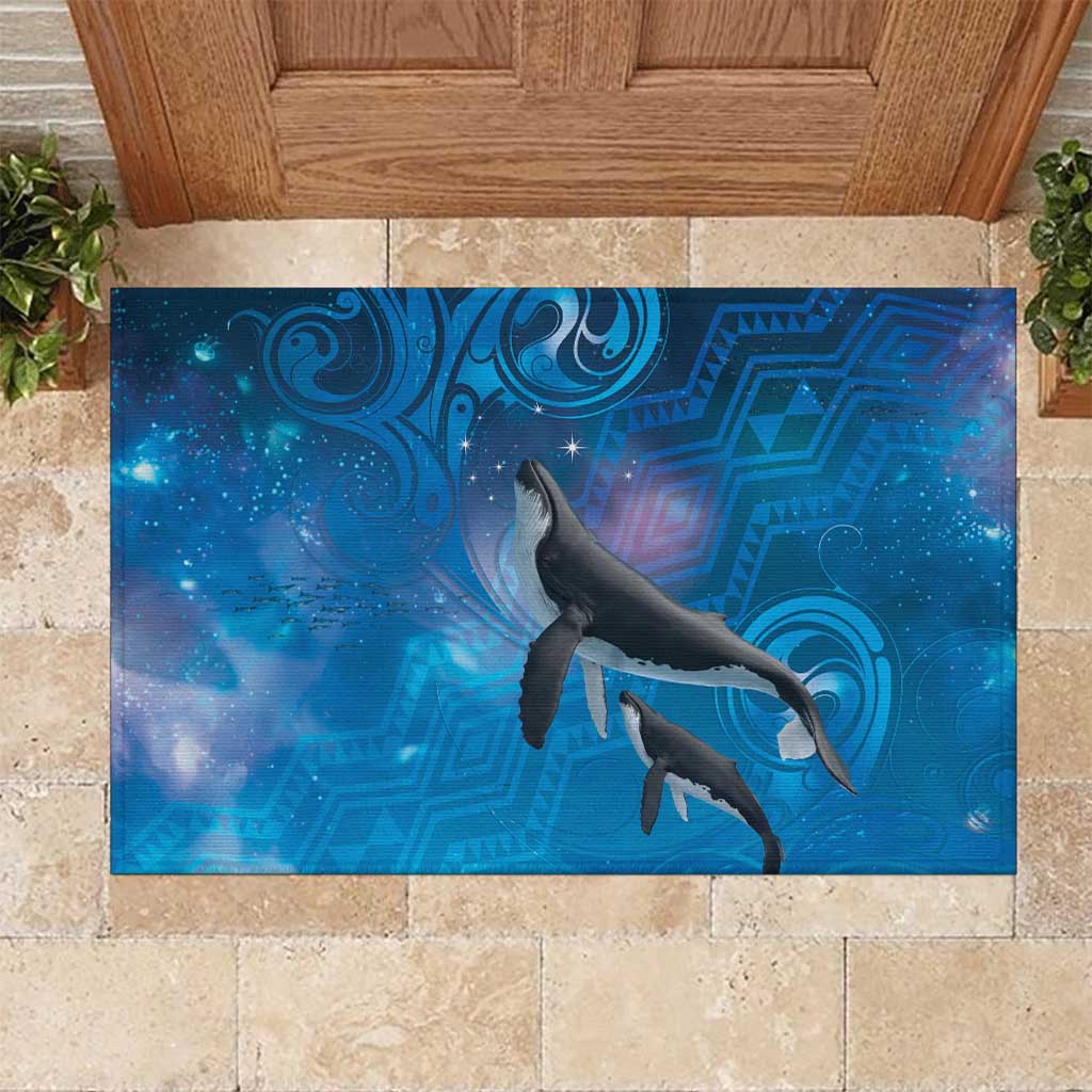 Paikea New Zealand Matariki Rubber Doormat Humpback Whale Taniko Motifs Ocean Vibes