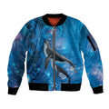 Paikea New Zealand Matariki Sleeve Zip Bomber Jacket Humpback Whale Taniko Motifs Ocean Vibes
