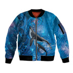 Paikea New Zealand Matariki Sleeve Zip Bomber Jacket Humpback Whale Taniko Motifs Ocean Vibes