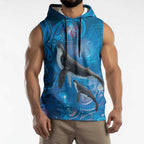 Paikea New Zealand Matariki Sleeveless Hoodie Humpback Whale Taniko Motifs Ocean Vibes