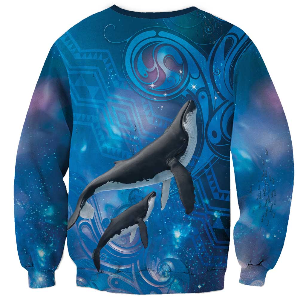 Paikea New Zealand Matariki Sweatshirt Humpback Whale Taniko Motifs Ocean Vibes