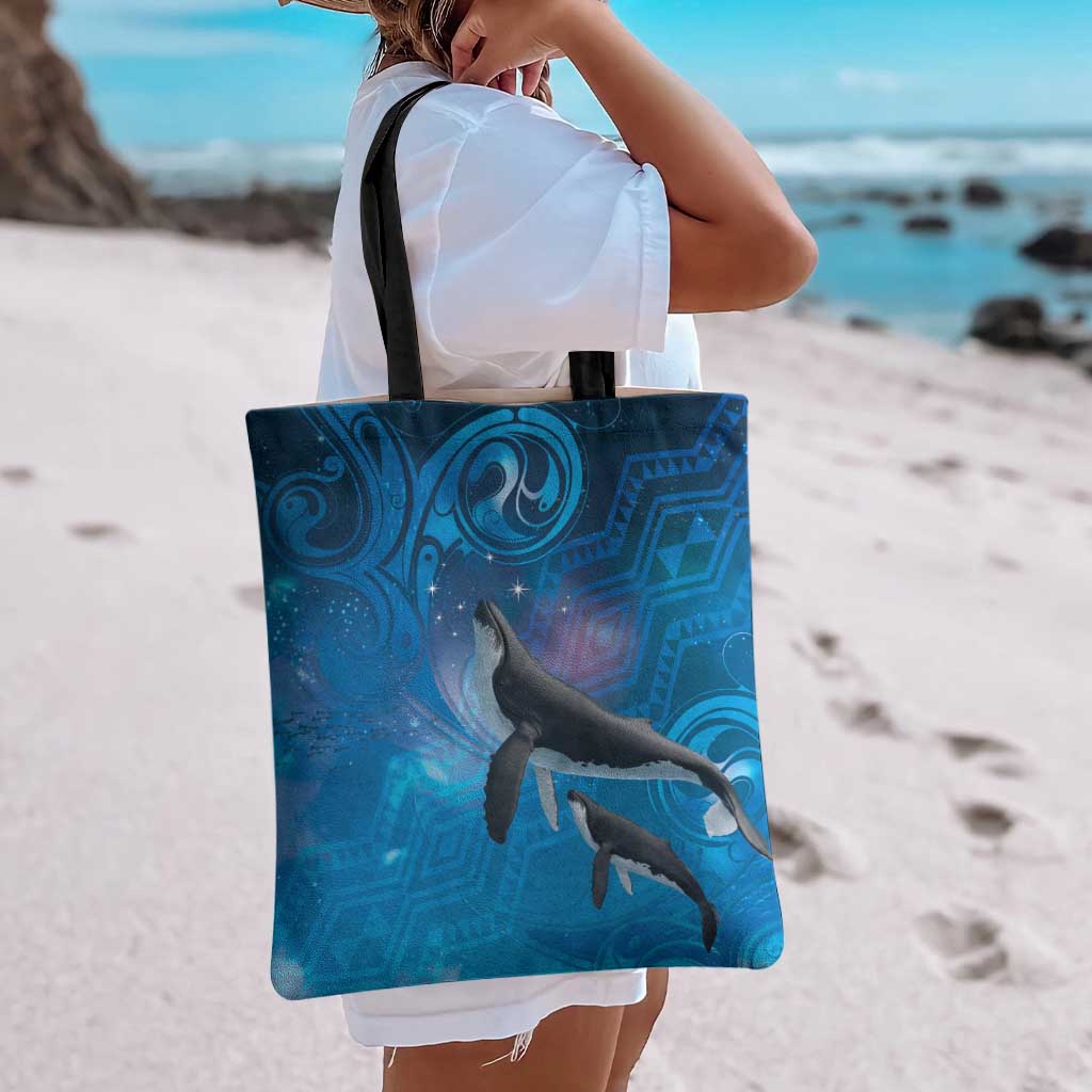 Paikea New Zealand Matariki Tote Bag Humpback Whale Taniko Motifs Ocean Vibes