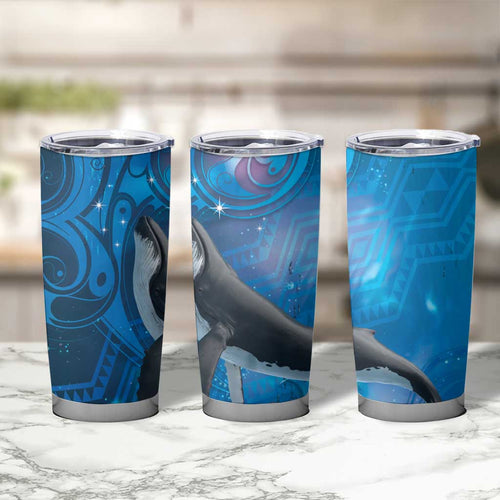 Paikea New Zealand Matariki Tumbler Cup Humpback Whale Taniko Motifs Ocean Vibes