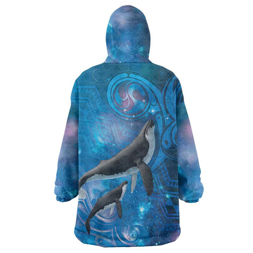 Paikea New Zealand Matariki Wearable Blanket Hoodie Humpback Whale Taniko Motifs Ocean Vibes