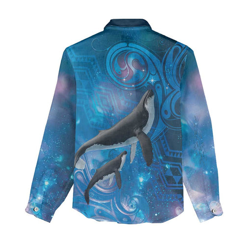 Paikea New Zealand Matariki Women Casual Shirt Humpback Whale Taniko Motifs Ocean Vibes