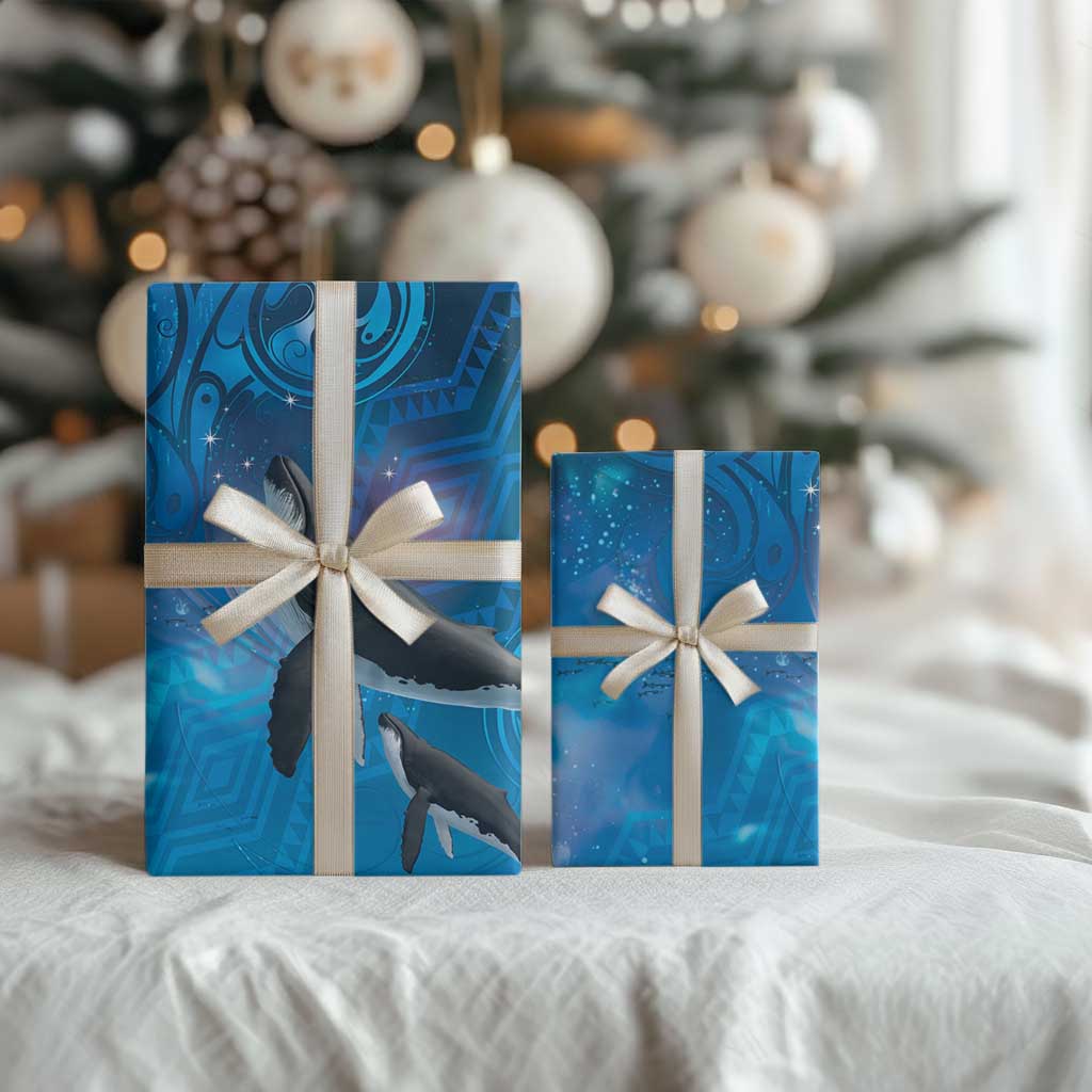 Paikea New Zealand Matariki Wrapping Paper Humpback Whale Taniko Motifs Ocean Vibes