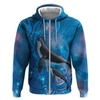 Paikea New Zealand Matariki Zip Hoodie Humpback Whale Taniko Motifs Ocean Vibes