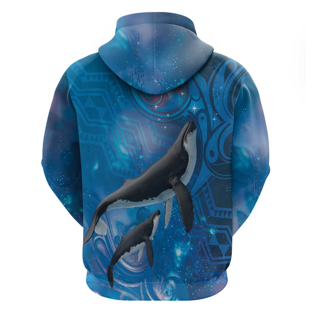Paikea New Zealand Matariki Zip Hoodie Humpback Whale Taniko Motifs Ocean Vibes