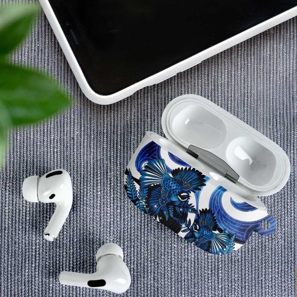 Piwakawaka New Zealand Matariki AirPods Case Maori New Year Silver Fern Blue Galaxy
