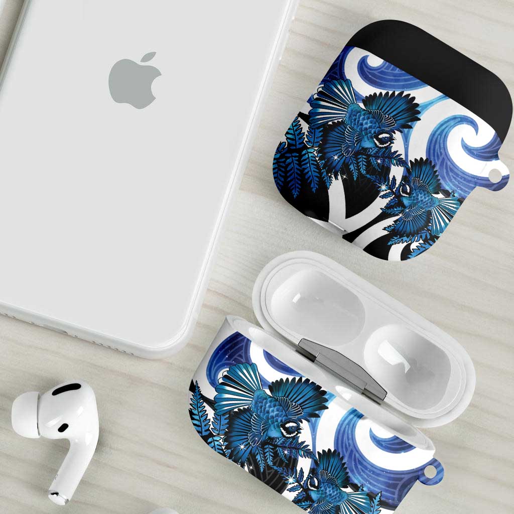 Piwakawaka New Zealand Matariki AirPods Case Maori New Year Silver Fern Blue Galaxy