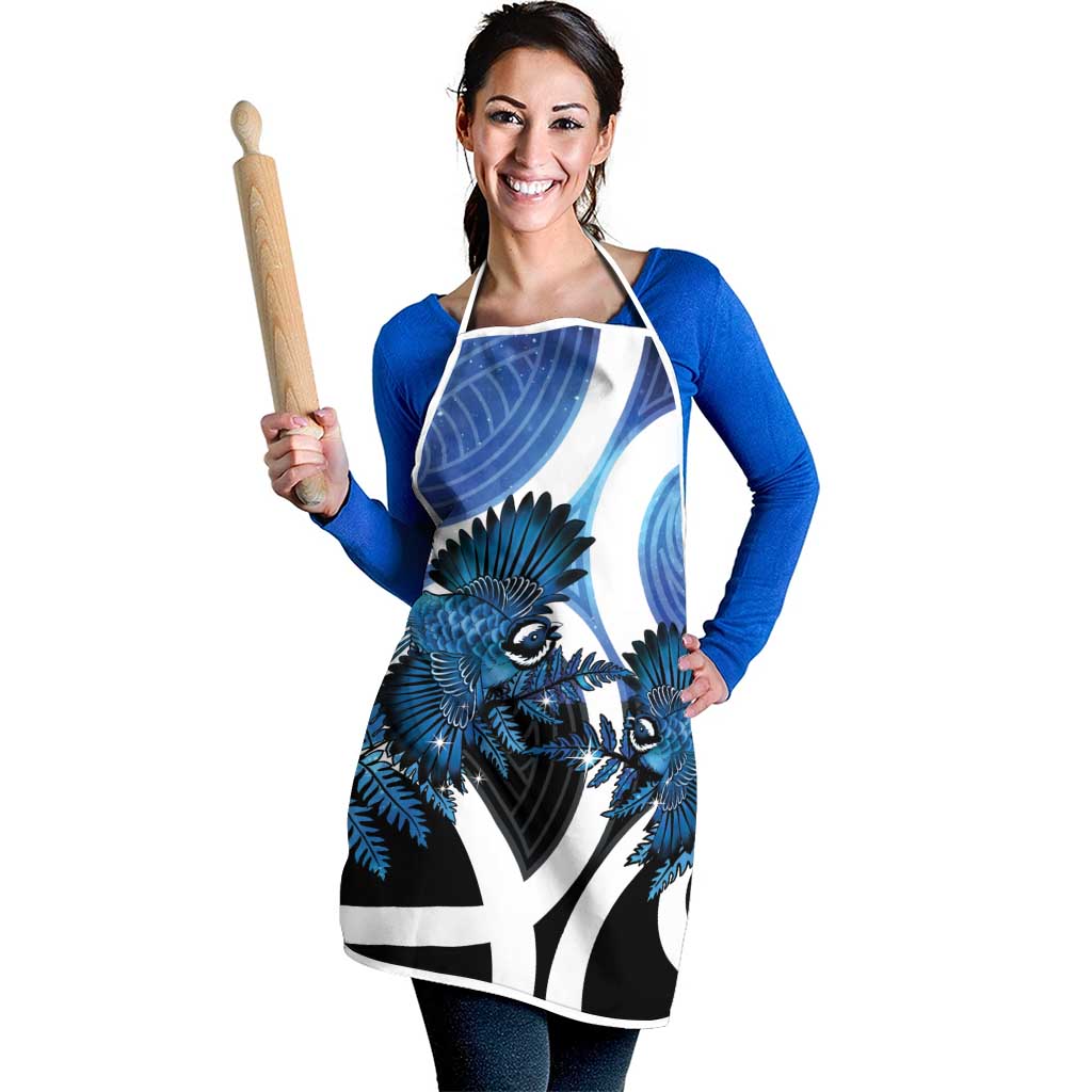 Piwakawaka New Zealand Matariki Apron Maori New Year Silver Fern Blue Galaxy