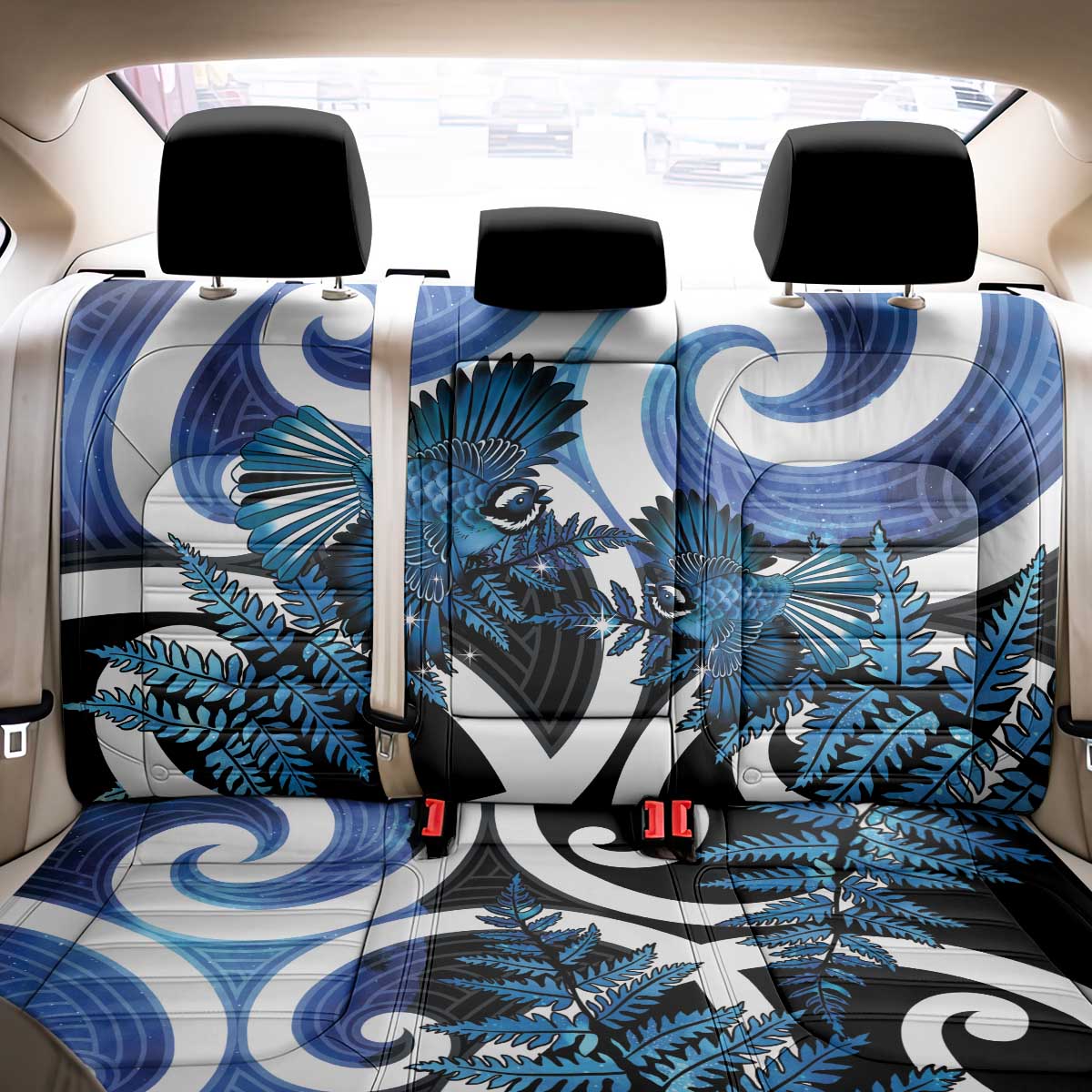 Piwakawaka New Zealand Matariki Back Car Seat Cover Maori New Year Silver Fern Blue Galaxy