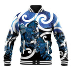 Piwakawaka New Zealand Matariki Baseball Jacket Maori New Year Silver Fern Blue Galaxy