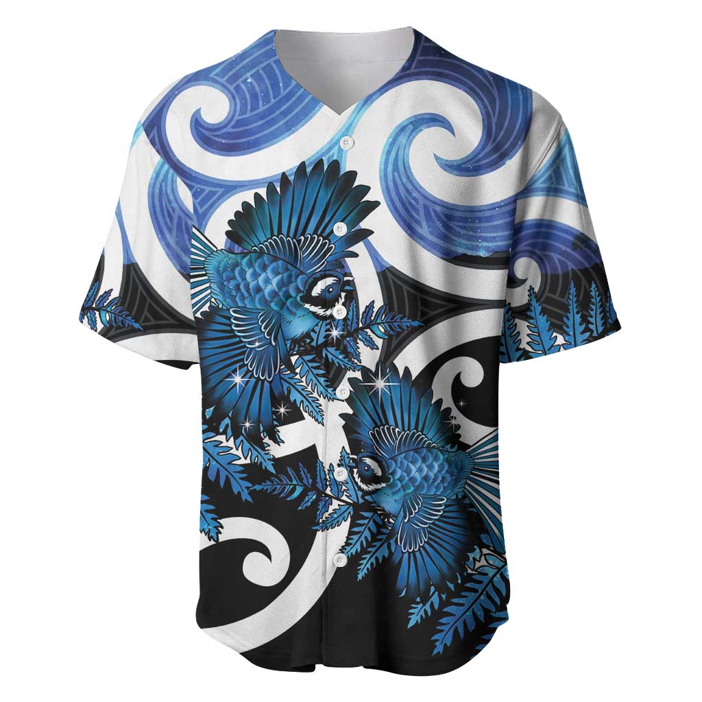 Piwakawaka New Zealand Matariki Baseball Jersey Maori New Year Silver Fern Blue Galaxy