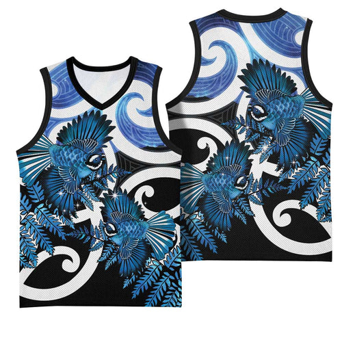 Piwakawaka New Zealand Matariki Basketball Jersey Maori New Year Silver Fern Blue Galaxy