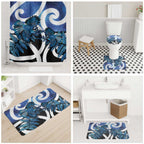 Piwakawaka New Zealand Matariki Bathroom Set Maori New Year Silver Fern Blue Galaxy
