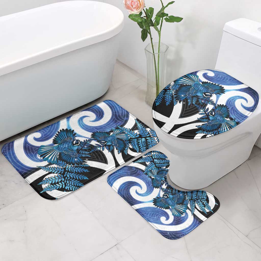 Piwakawaka New Zealand Matariki Bathroom Set Maori New Year Silver Fern Blue Galaxy