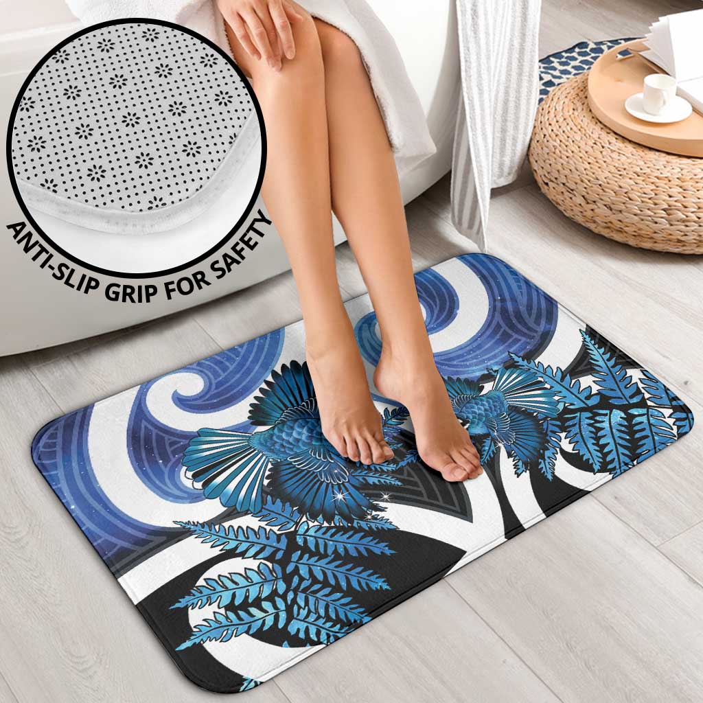 Piwakawaka New Zealand Matariki Bathroom Set Maori New Year Silver Fern Blue Galaxy