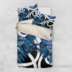 Piwakawaka New Zealand Matariki Bedding Set Maori New Year Silver Fern Blue Galaxy