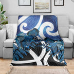 Piwakawaka New Zealand Matariki Blanket Maori New Year Silver Fern Blue Galaxy