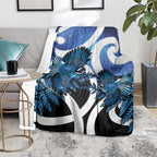 Piwakawaka New Zealand Matariki Blanket Maori New Year Silver Fern Blue Galaxy