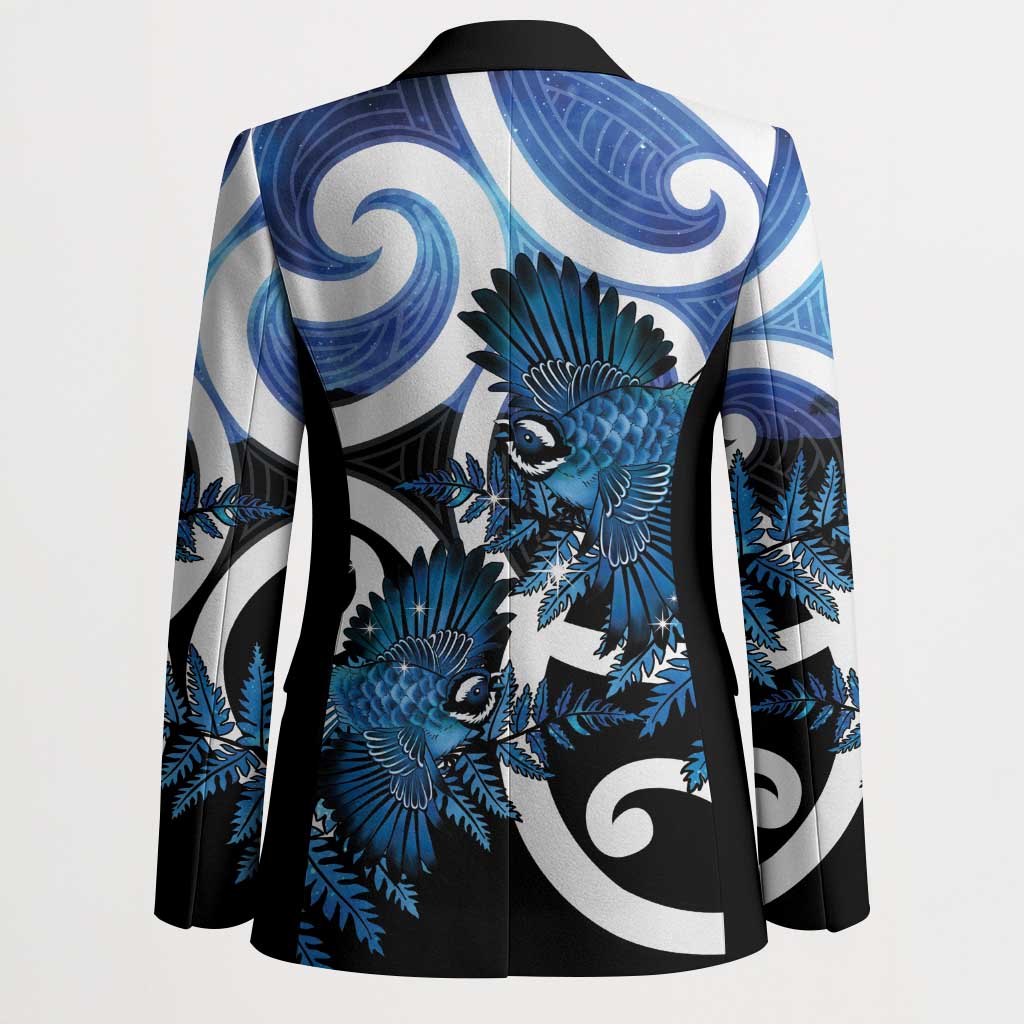 Piwakawaka New Zealand Matariki Blazer Maori New Year Silver Fern Blue Galaxy