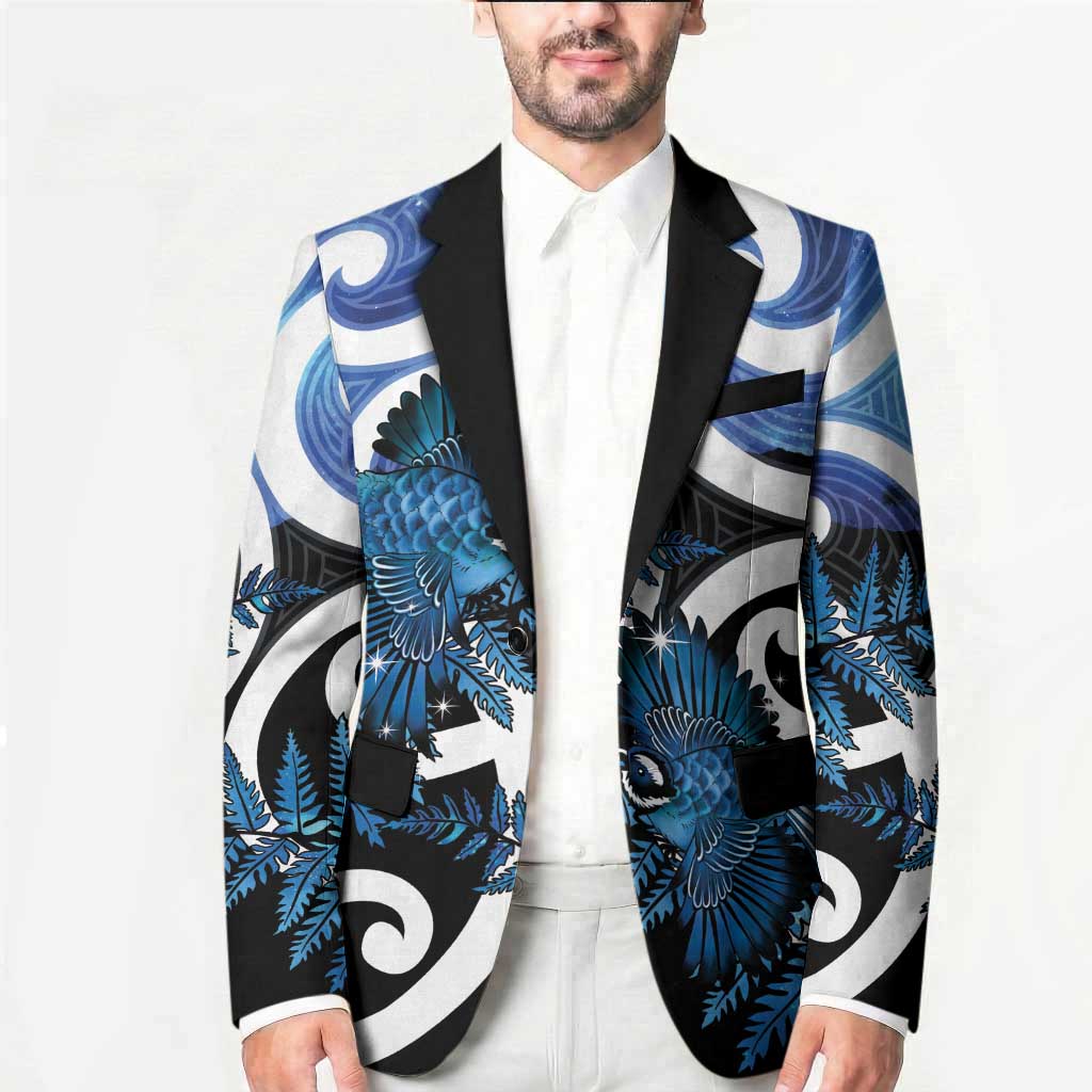 Piwakawaka New Zealand Matariki Blazer Maori New Year Silver Fern Blue Galaxy