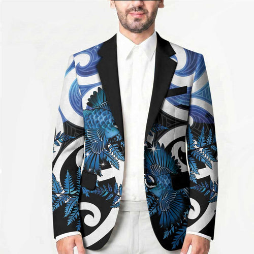 Piwakawaka New Zealand Matariki Blazer Maori New Year Silver Fern Blue Galaxy