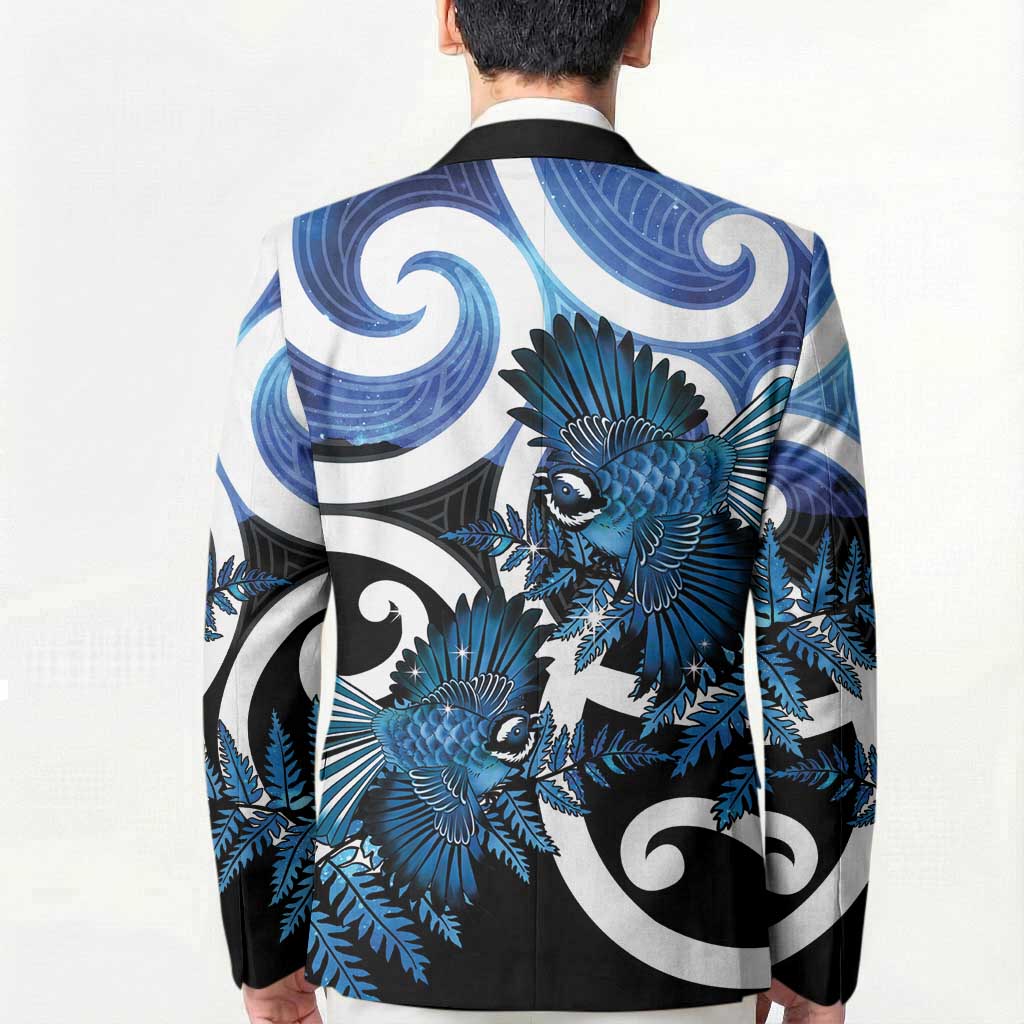 Piwakawaka New Zealand Matariki Blazer Maori New Year Silver Fern Blue Galaxy
