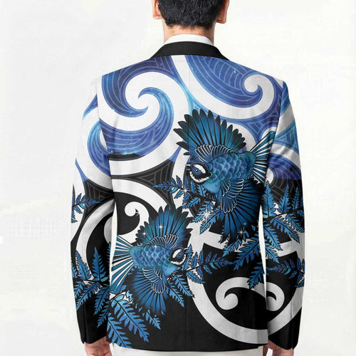 Piwakawaka New Zealand Matariki Blazer Maori New Year Silver Fern Blue Galaxy