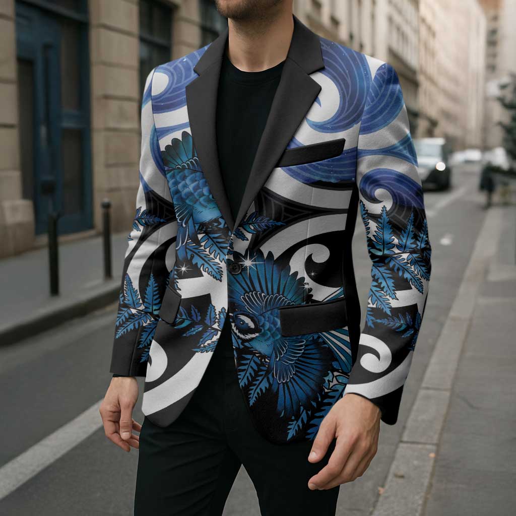 Piwakawaka New Zealand Matariki Blazer Maori New Year Silver Fern Blue Galaxy
