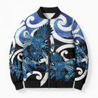 Piwakawaka New Zealand Matariki Bomber Puffer Jacket Maori New Year Silver Fern Blue Galaxy