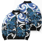 Piwakawaka New Zealand Matariki Bomber Puffer Jacket Maori New Year Silver Fern Blue Galaxy